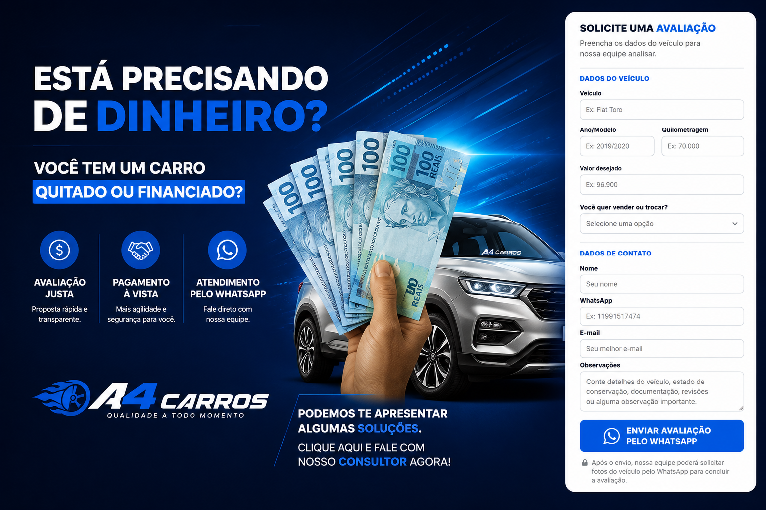 Venda seu carro na A4 Carros